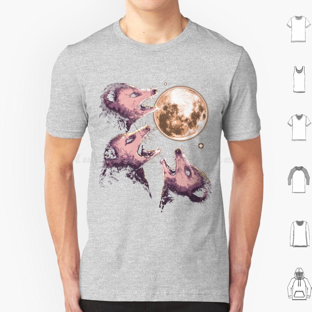 Three Opossums Howling At The Moon Funny Possum 3 Opossum T Shirt Big Size 100 Cotton Possum Opossum Raccoon Rodent Three