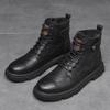 Mode Mode Lässig Leder Herren Motorradstiefel Outdoor Herren Stiefeletten High Top Winter Freizeitschuhe Warmes Plüschfell Winterstiefel