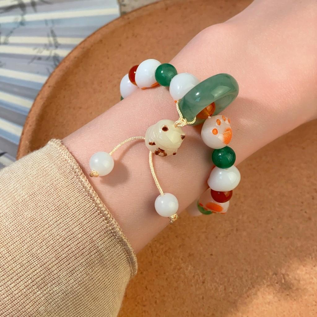 New 2024 Summer Chinese Style Resin Cat Paw Beaded Bracelet Handmade Women For