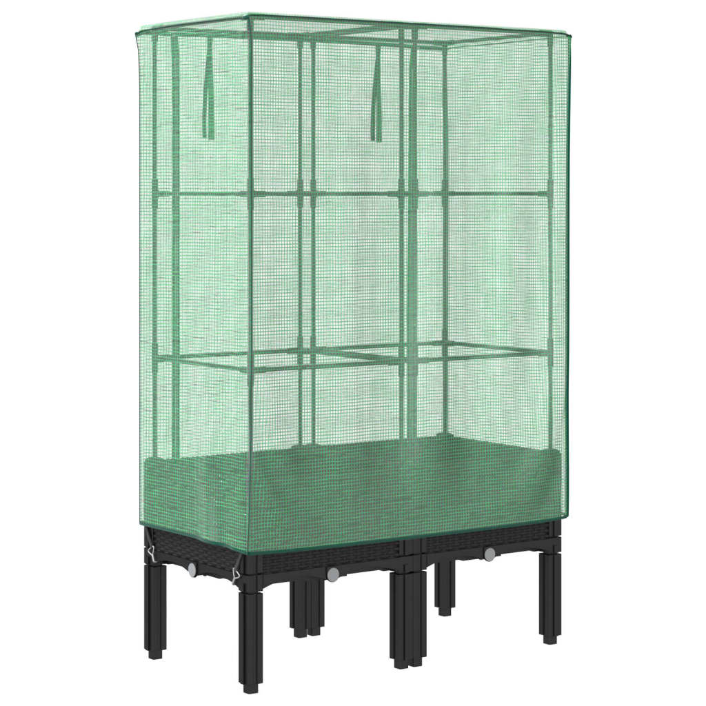 Vidaxl Raised Planter with Greenhouse, Rattan Look, 80X40X140 Cm