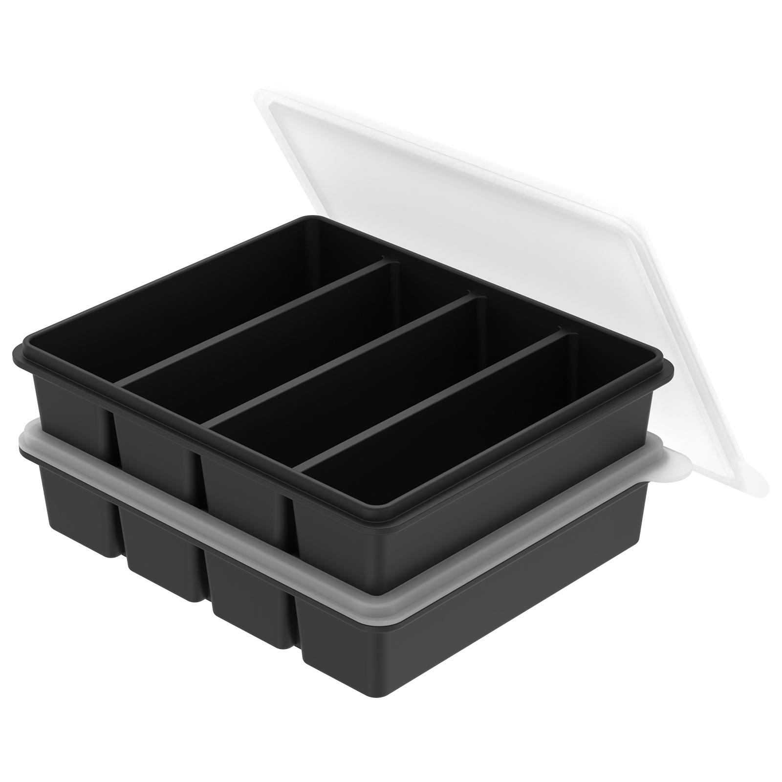 

2Pcs Silicone Freezer Tray With Lid Food Molds Ice Cube Tray Silicone Freezer Container Freeze Store Soup,Sauce,Broth,Leftovers