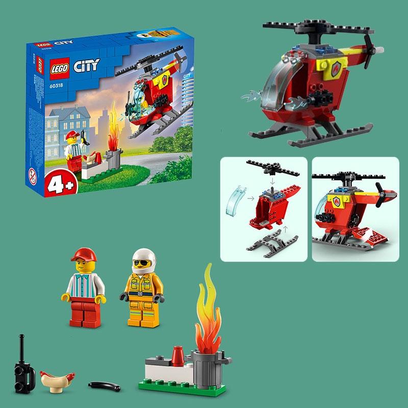City Fire Helicopter Building Blocks Toy Abs Plastic Construction Set For Boys And Girls Perfect Gift For Kids 15.7*14.1*4.5cm Packaging