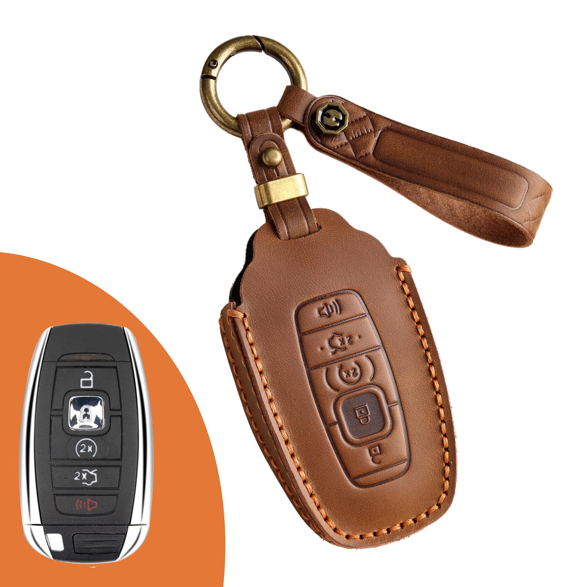 

Applicable Lincoln Key Set Navigator Adventurer Aviator Navigator Leather Car Key Set Handmade коричневый