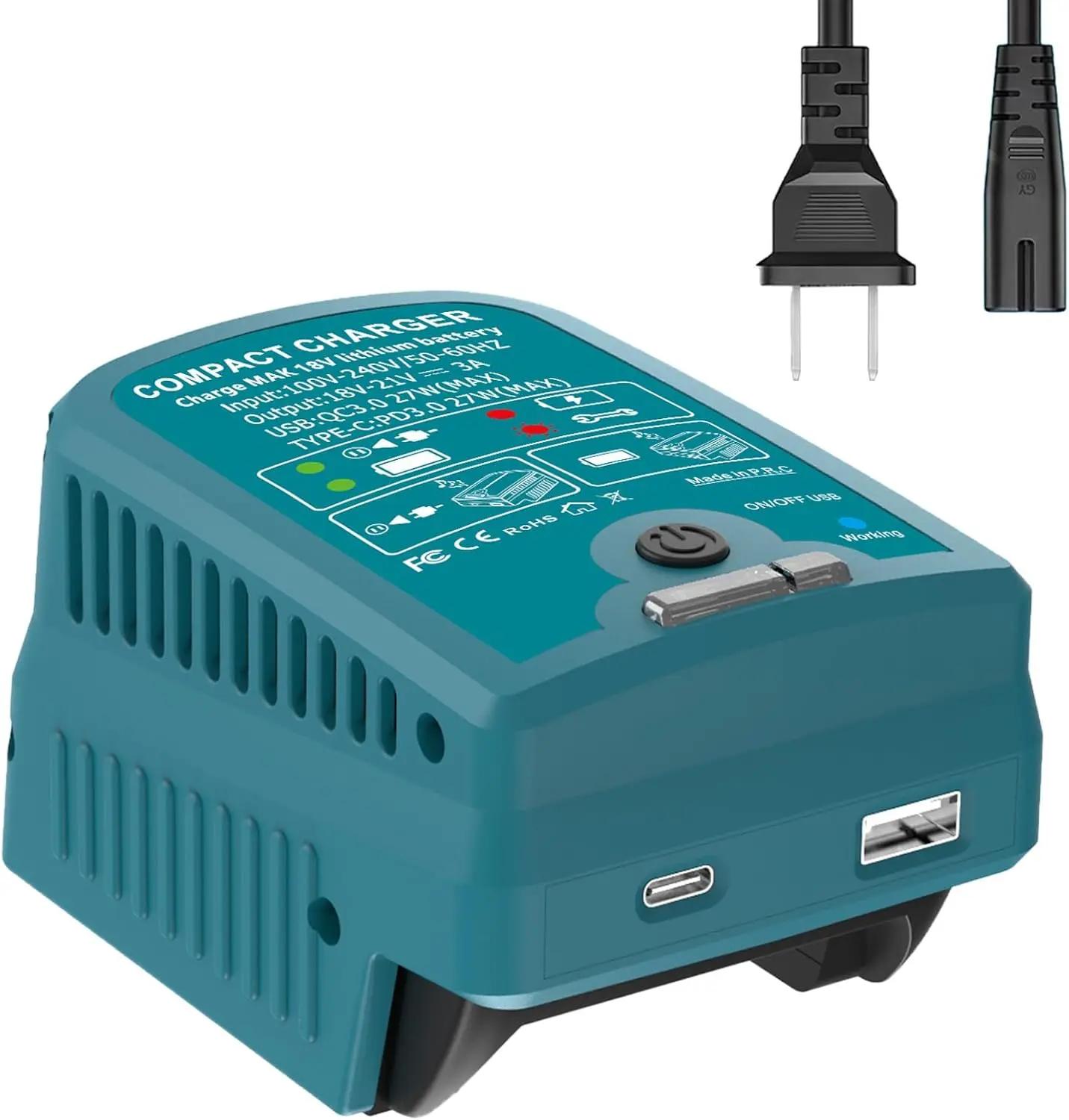 

Mini Replacement Charger For Makita/Dewalt/Milwaukee/Craftsman 18V Battery Creative Music Charger 110V 3A With USB Type -C