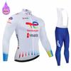 Total Energies Team Ropa Ciclismo Warm Winter Thermal Fleece Cycling Clothes Men Jersey Suit Outdoor Riding Bike MTB Bib Pants