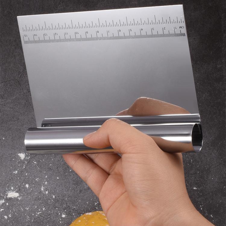 Stainless Steel Dough and Flour Cutter with Scale - Baking and Noodle Scraper Tool