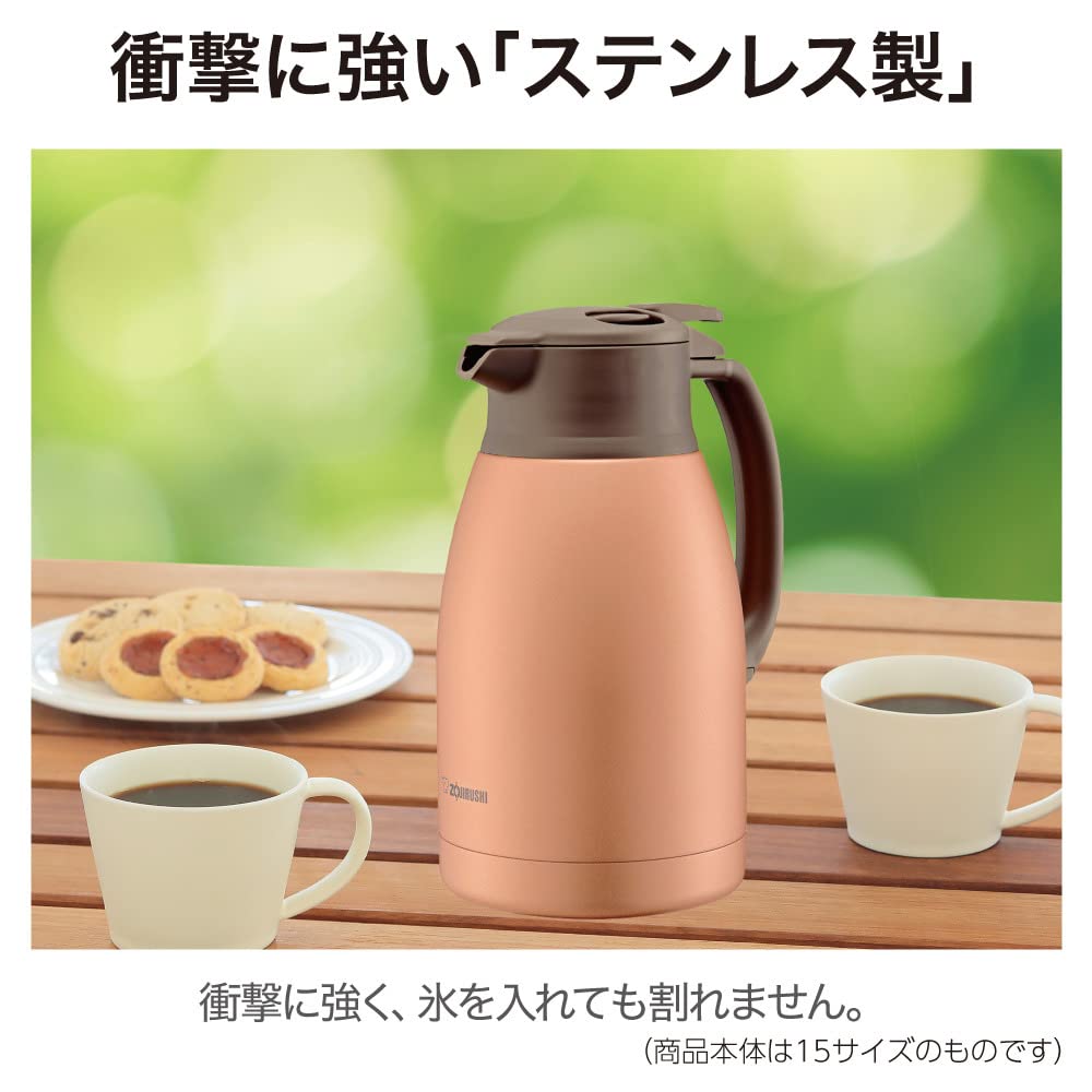 Zojirushi Thermos-Edelstahlkanne, 1,9L, Tischkanne, Weithals (Ca.. 6,5 cm), Doppelwandige Edelstahl-Vakuumflasche, Wärme- und Kälteisolierung