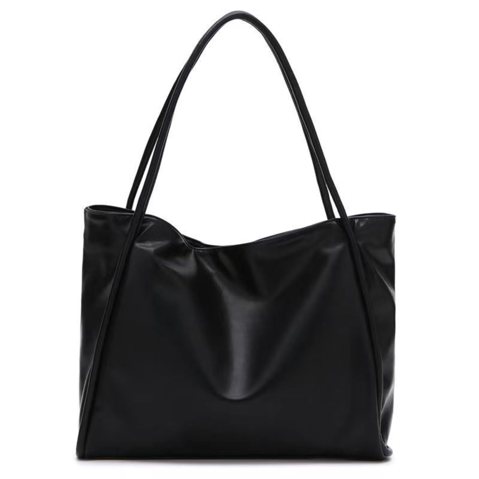 MYSKUFT Women s Large Capacity Tote Bag, PU Leather, One-Mile Bag, Handbag, Shoulder Bag, Underarm Bag, A4 Size (Black)