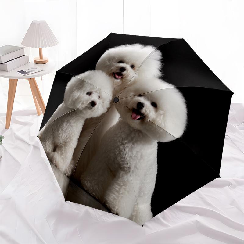 Motif adorables chiots, parapluie à pliage automatique, design portable et pliable, 8 baleines, un cadeau de Noël ou d'anniversaire.