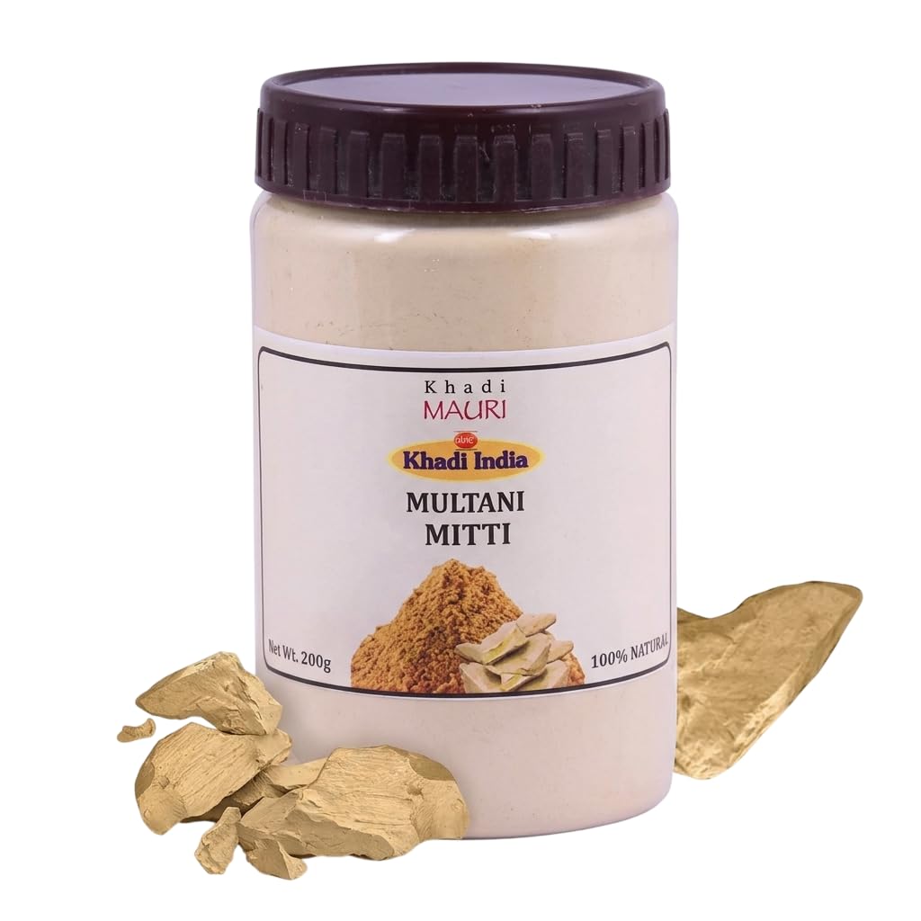 Khadi Mauri Herbal Multani Mitti Powder - Lightens & Brightens Skin, Fights Spots & Boosts Glow - 200 g