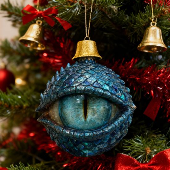 Yousheng Dragon's Eye Christmas Ornament Mystic Dragon Eye 2D Flat Acrylic Xmas Tree Hanging Ornaments for Fantasy Lovers