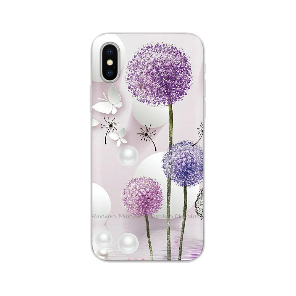 For iPhone X Case For iPhone Xs Case Fashion Soft Silicone Housing For iPhoneX Transparent Phone Back Covers Shell Flowers Coque