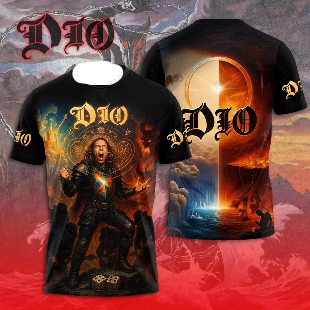 Retro Rock Dio Band 3d Graphic Print T-shirt Men Women Fashion Casual Oversized Short Sleeve Tops Tees Men Clothing Album