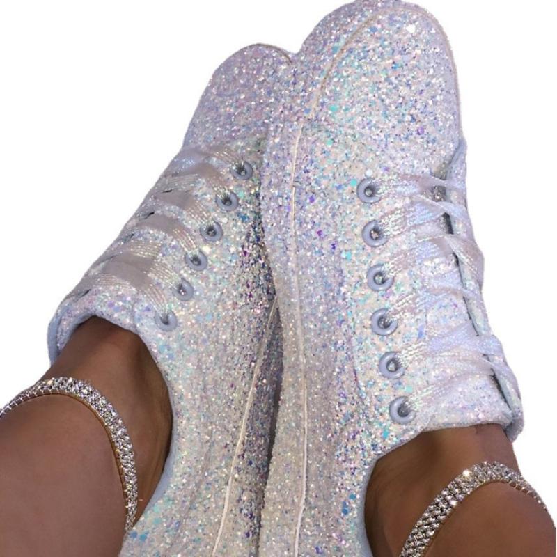 Neuer Damensneaker Frühjahrsmode Komfort Damen Sportschuhe Glitzer Klassische Retro-Sneaker Exquisite Prinzessin Freizeitschuhe Tenis
