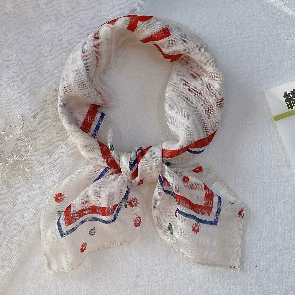 58*58Cm Women Square Neckerchief And Headscarf Female Floral Print Small Shawls Scarves Spring Summer Headband Scraves