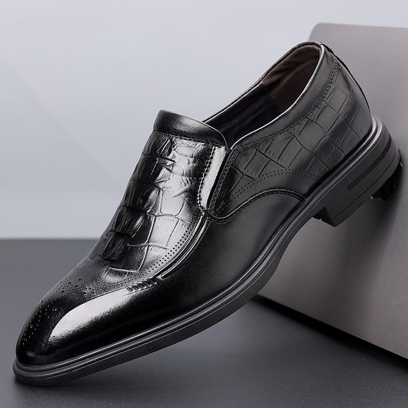 Strictly selected men's casual leather shoes crocodile pattern fashion platform leather wedding shoes British style business dress Wenzhou men's shoes