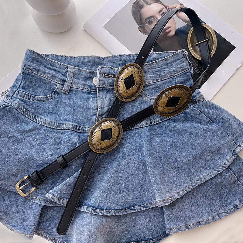 Retro Spice Girl Belt Women S Jeans Belt Tide Ethnic Style Belt Decorative Waist Women S Belt чёрный