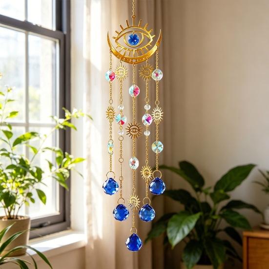 Boho Style Crystal Suncatcher, Hanging Sun Catcher for Windows, Healing Crystal Decor for Home, Crystals Prism Rainbow Maker for Indoor Outdoor