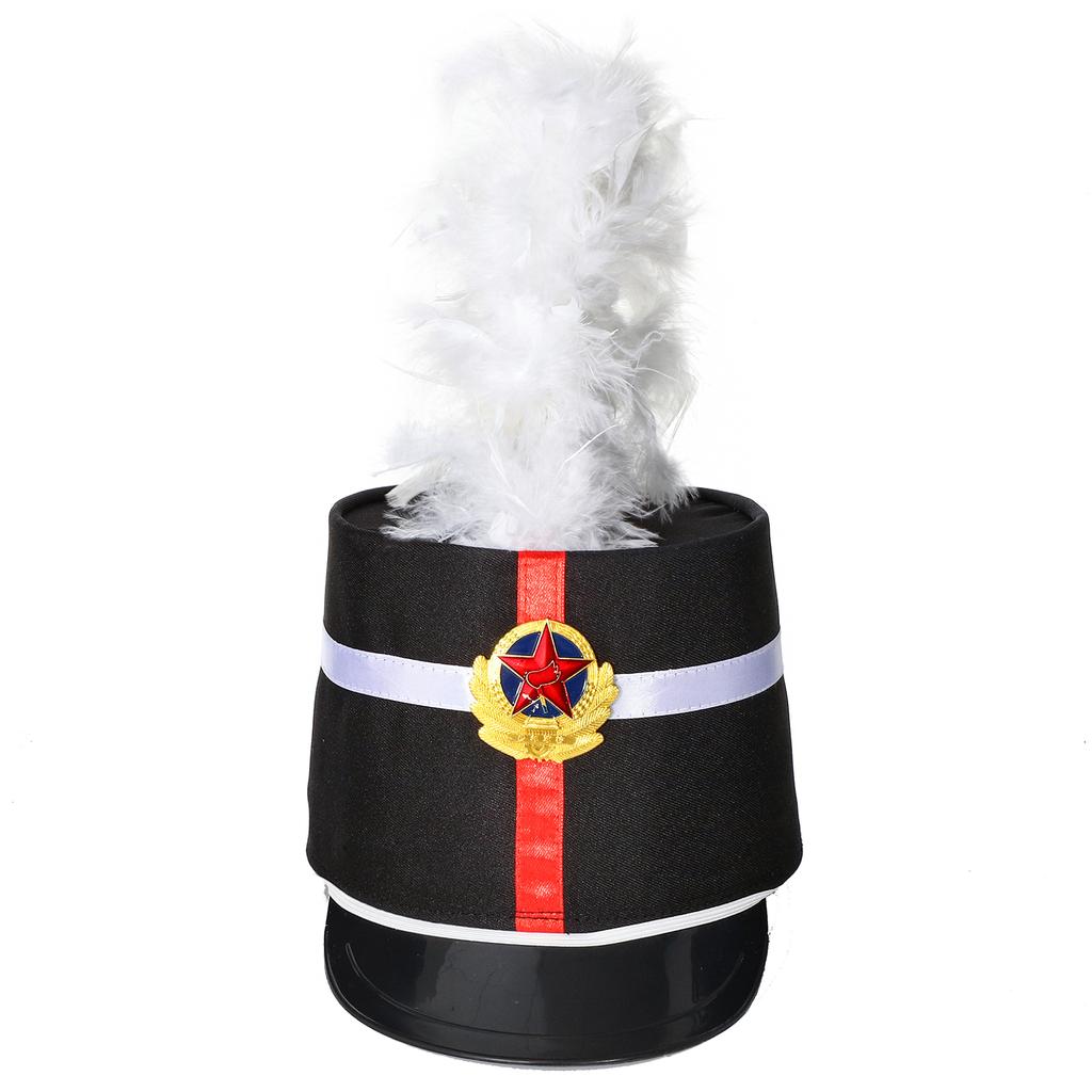 Kids Honor Guard Costume Long Sleeve Tassel Shoulder Zipper Tutu Leotard Feather Hat Ceremonial Dress Up Outfit