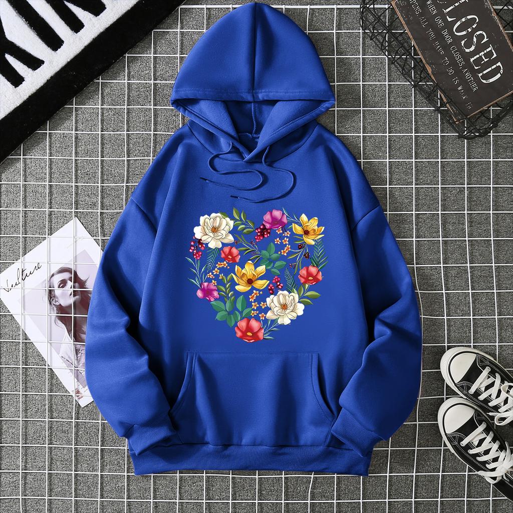 2025 Autumn and Winter New Velvet Long-sleeved Pocket Flower Pattern Sweater Supports Printed Jacket