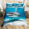 Shark Duvet Cover Queen Marine Life Comforter Cover Blue And White Cartoon Shark Bedding Set Nautical Ocean Theme Quilt Cover