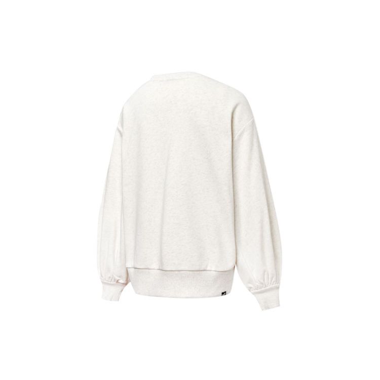Puma Solid Color Lantern Sleeve Round Neck Pullover Sweatshirt Women Sweatshirt White 845597-02