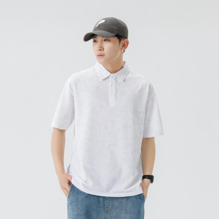 Мужская летняя футболка-поло с коротким рукавом, мужская тонкая короткая футболка с воротником-стойкой, летняя мужская футболка с воротником M белый