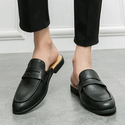 Fashion Summer Men's Leather Shoes Fashionable and Breathable Half Slipper Style Trendy Party Outdoor Casual Walking Men's Shoes