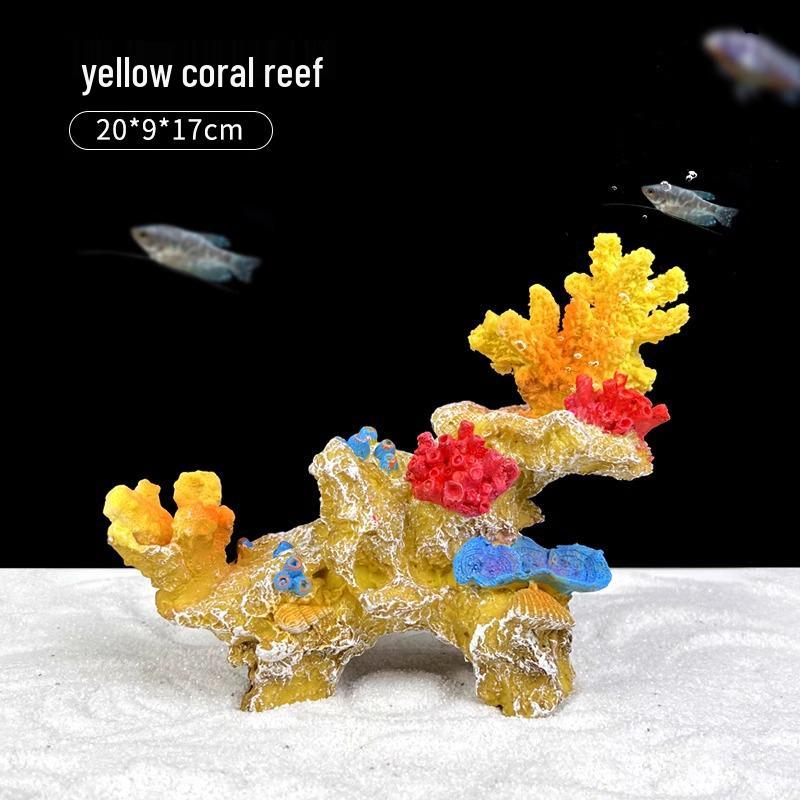 Aquarium Resin Coral Ornament Set: Simulated Coral Tree & Fish-Shrimp Hiding Decoration for Saltwater Tanks