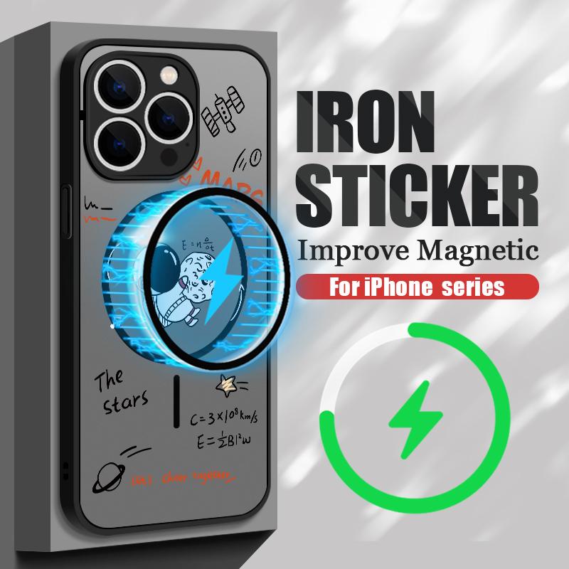 Cartoon Astronaut Case For iPhone 16 Pro Max Coque iPhone 15 Pro Max 14 13 Magnetic For Magsafe Matte Back Cover Fundas