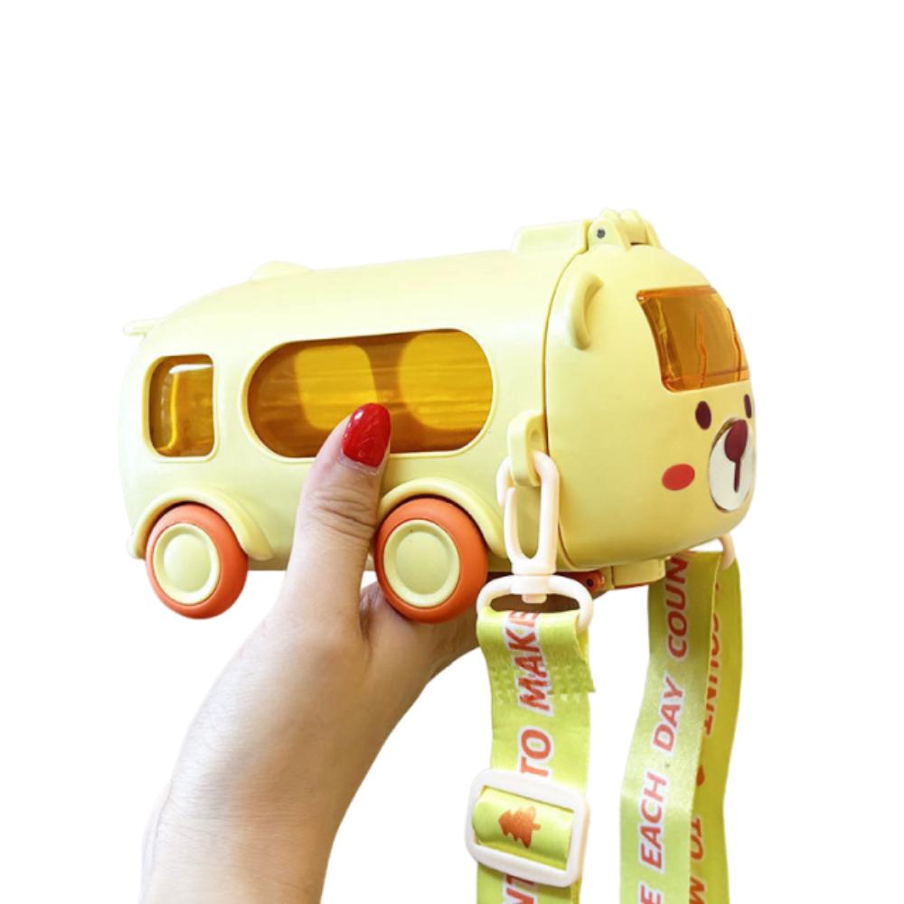 

Leak-Proof Bus Plastic Water Bottle Cartoon Children Water Jug Kids Drinking Cup Boys Girls жёлтый