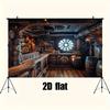 2D Banner Retro Pirate Ship-themed Background Cloth with Wooden Barrel and Nautical Wheel Designs, Event Decoration