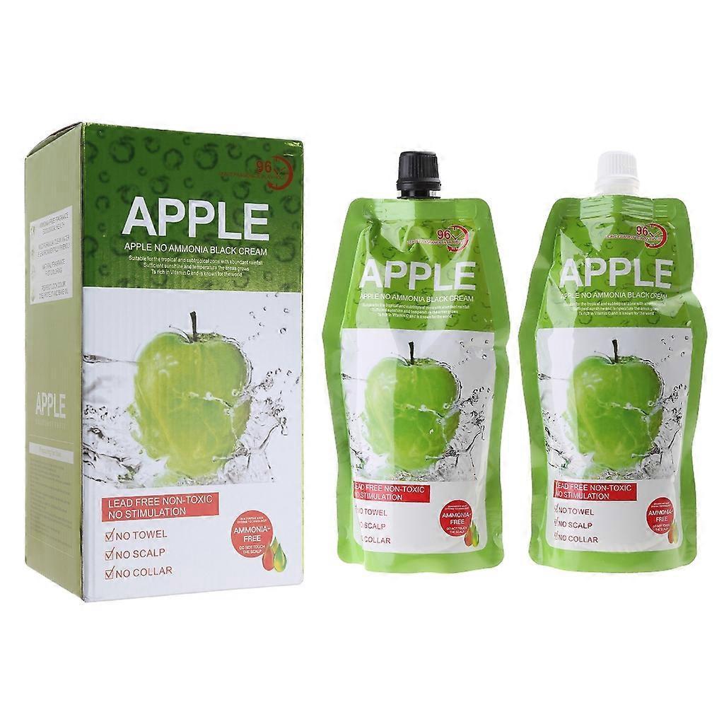 2Pcs Black Hair Color Cream Semi Permanent Hair Dye Apple Dye Hair Colorants