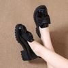 Soft Leather Spring/Summer Chunky Heel Loafers with Bow - Women's British Style Thick Sole Versatile Shoes