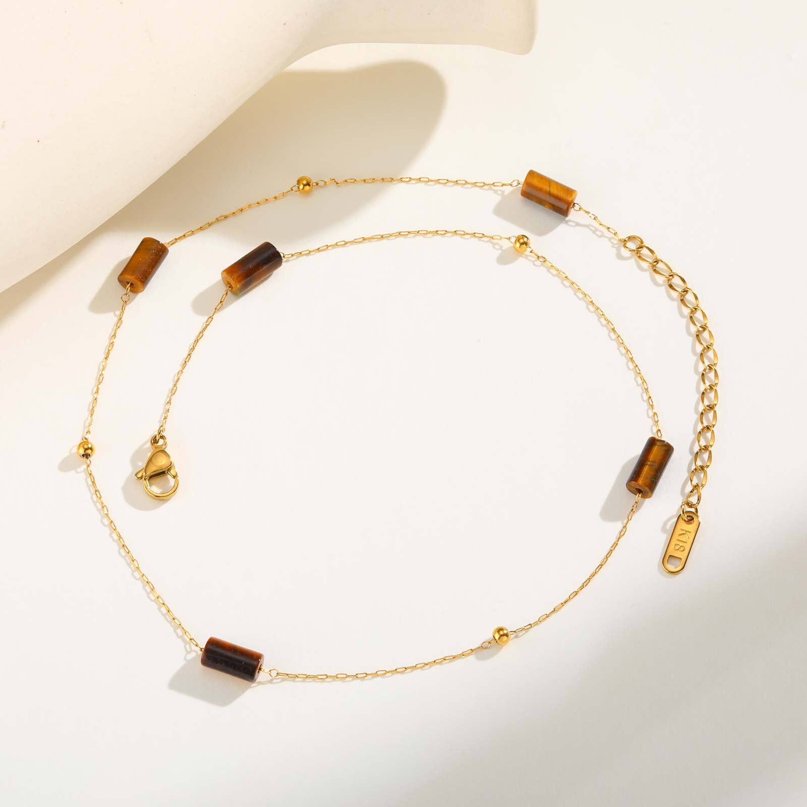 

Vnox Natural Stones Beads Stackable Choker Necklace Stainless Steel Adjustable Chain Women s Trendy Style Jewelry Gifts