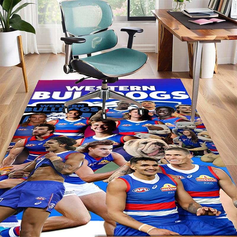 Western Bulldogs Polyester Carpet, Soft Indoor Mat for Office Chair, Living Room, Computer Desk - Decorative Home Office Rug Design