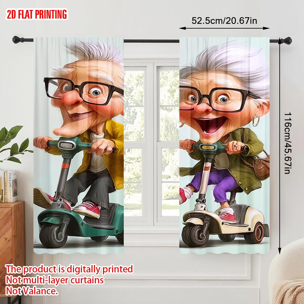 2pcs, plane printing Creative Curtains Creative ideas_ fun riding_ grandparents Versatile Durable Polyester (without rod)