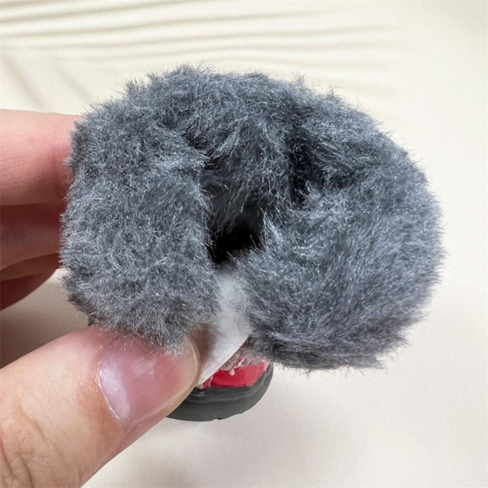 4PCS Plush Winter Pet Dog Shoes Non Slip Rubber Soles Waterproof Dog Boots Anti-Freezing Warm Dog Snow Boots Outdoor Use