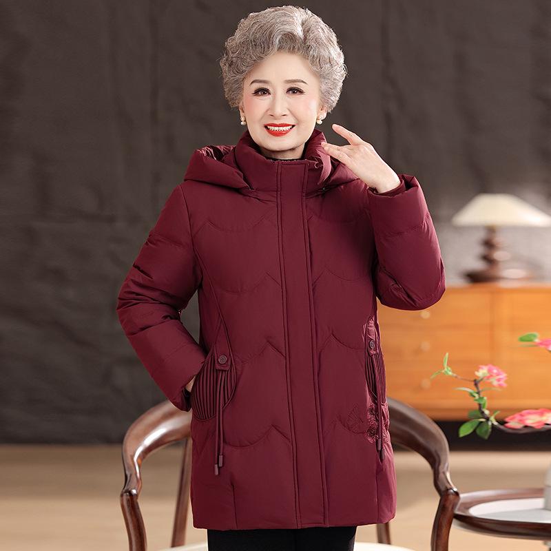 

Warm Winter Cotton Padded Jacket for Middle-Aged and Elderly Women 2XL (115-125 lbs) 144 вино красного