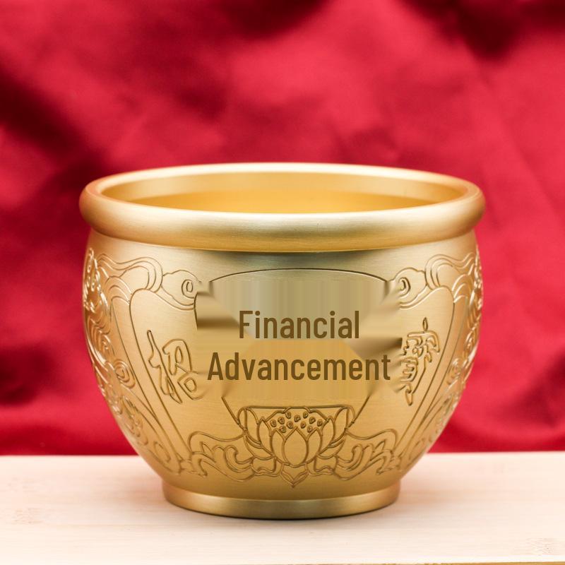 Brass Wealth & Blessings Jar: Home Ornament for Attracting Prosperity and Fortune