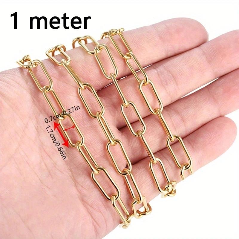 1Meter Stainless Steel Gold Plated Link Chain for Needlework DIY Men Necklace Bracelet Jewelry Making Materials Supplies No Fade