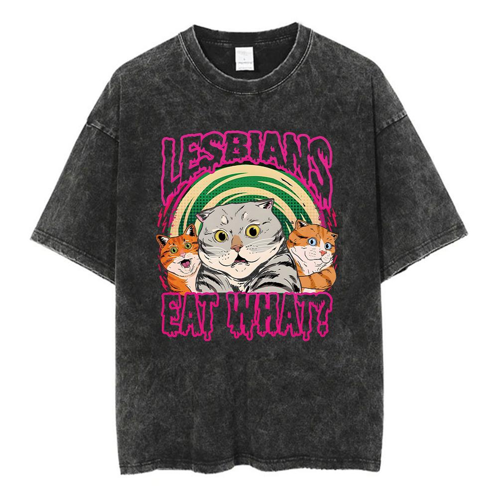 Animal Printed T Shirt Men Retro Washed 100% Cotton Tops Tees Harajuku Tshirt Streetwear Male Acid T-shirts Unisex