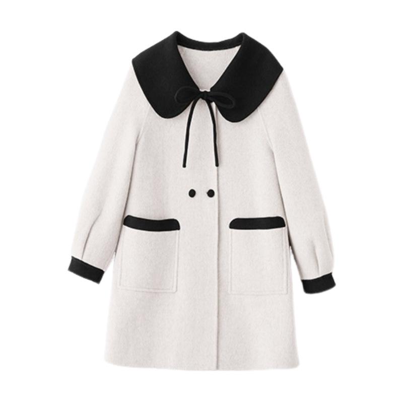 Doll Collar Woolen Coat Autumn and Winter New Versatile Double-breasted Thick Wool Coat