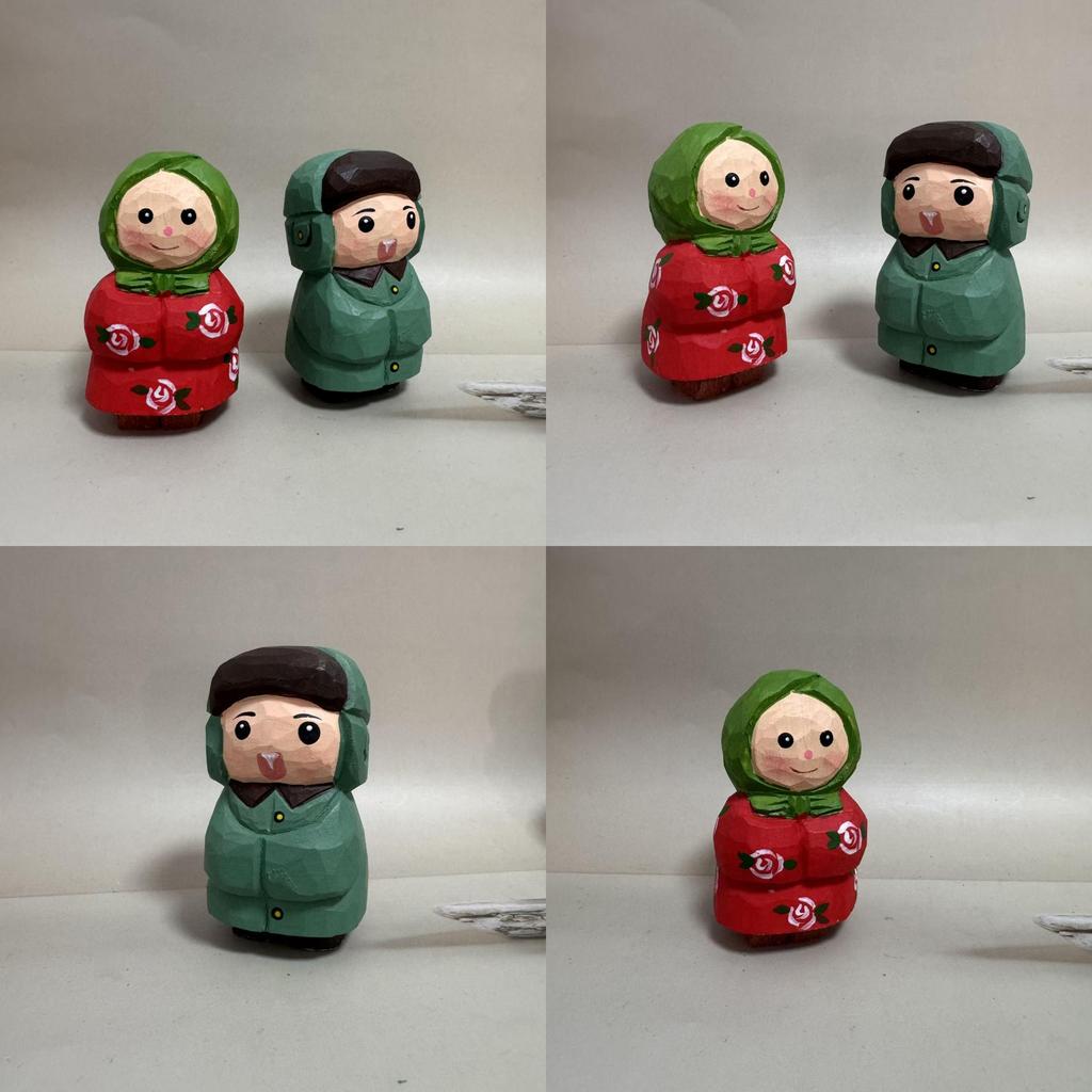 Handgefertigte Holzfigur für Zuhause und Büro Niedlicher Junge und Mädchen Stil
