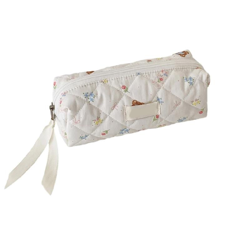 

Soft Print Pen Holders Stationeries Bag Large Capacity Pencil Pouches For Student Teacher Artist Organizing Writing Tool белый