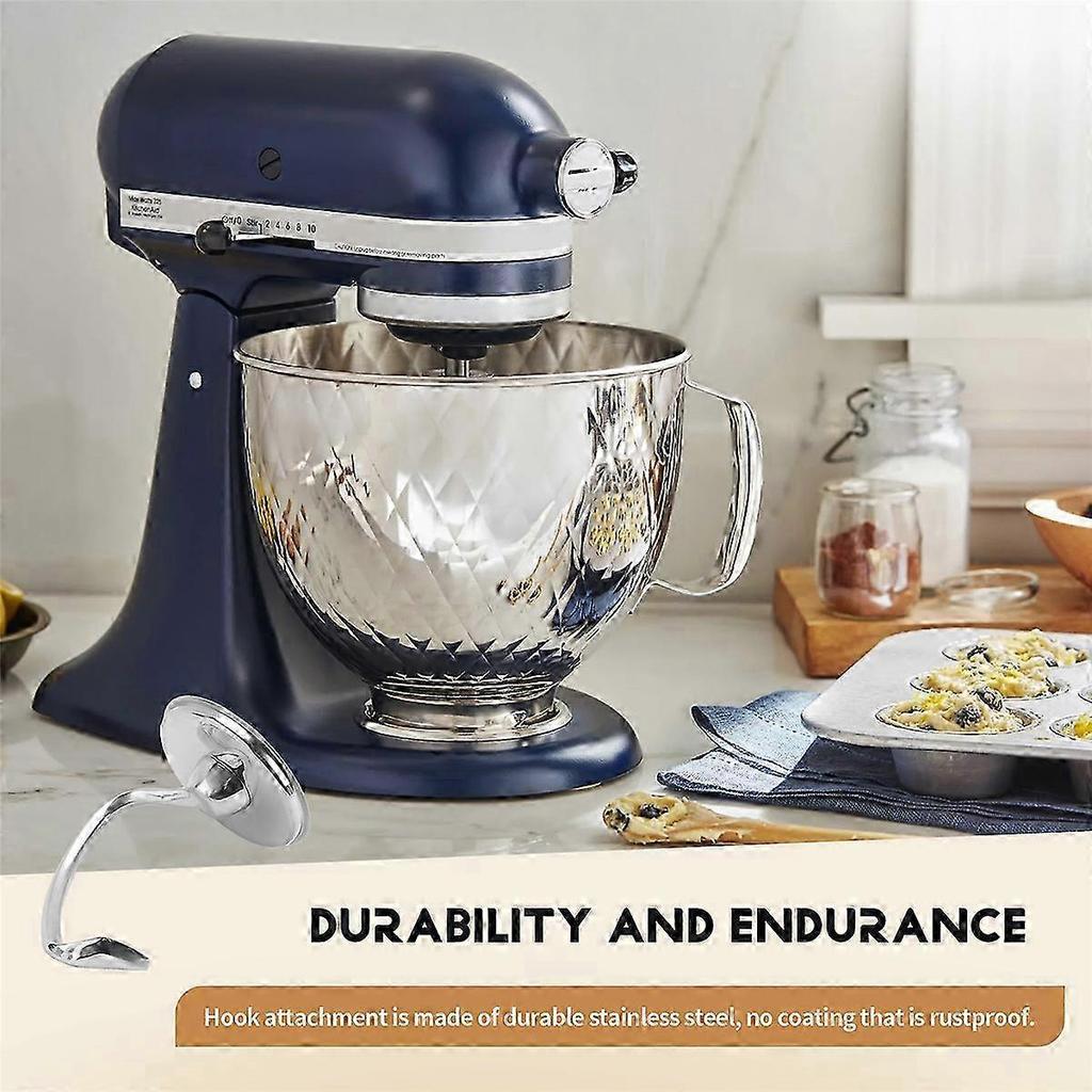 Stainless Steel Dough Hook for KitchenAid 4.5-5QT Tilt Head Mixer - Replacement Attachment