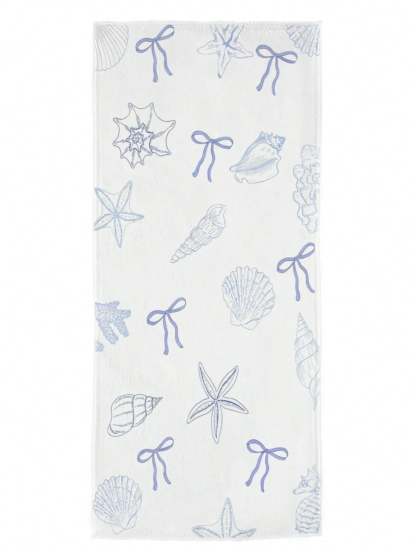 Ka Chen Muxi Coral 1Pc Geometric Beach Towel, Starfish Palm Tree Print. Soft Absorbent Towel For Beach, Pool, Summer Gift.