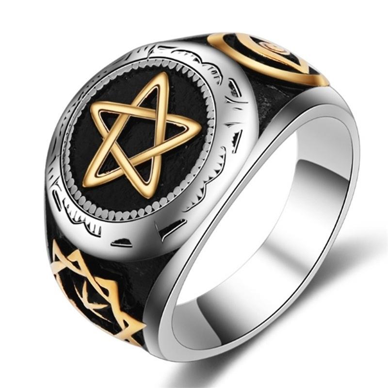

Мужские байкерские кольца с пентаграммой из нержавеющей стали 316L, ювелирные изделия