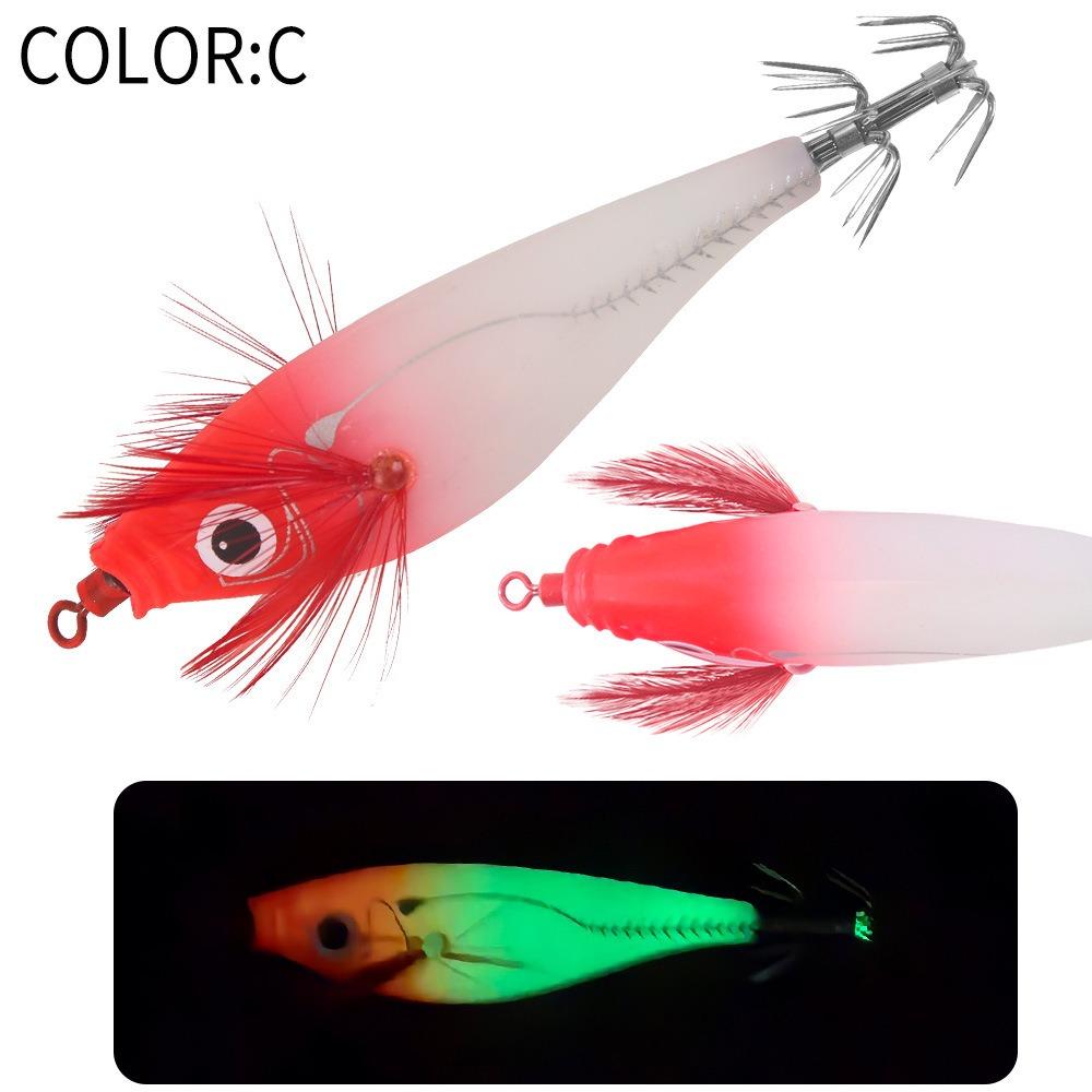 Shrimp 80mm 7g Squid Jig with Sound Beads Horizontal Artificial Calamar Wood Shrimp Webfoot Slow Sinking Lure Sea Fishing
