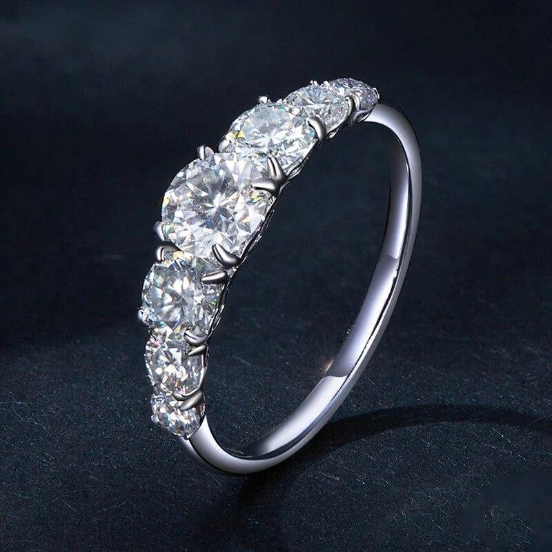 1.42cttw D VVS Moissanite Engagement Rings for Women 7 Gem Sparkling Lab Diamond Wedding Band with Certificate 925 Silver